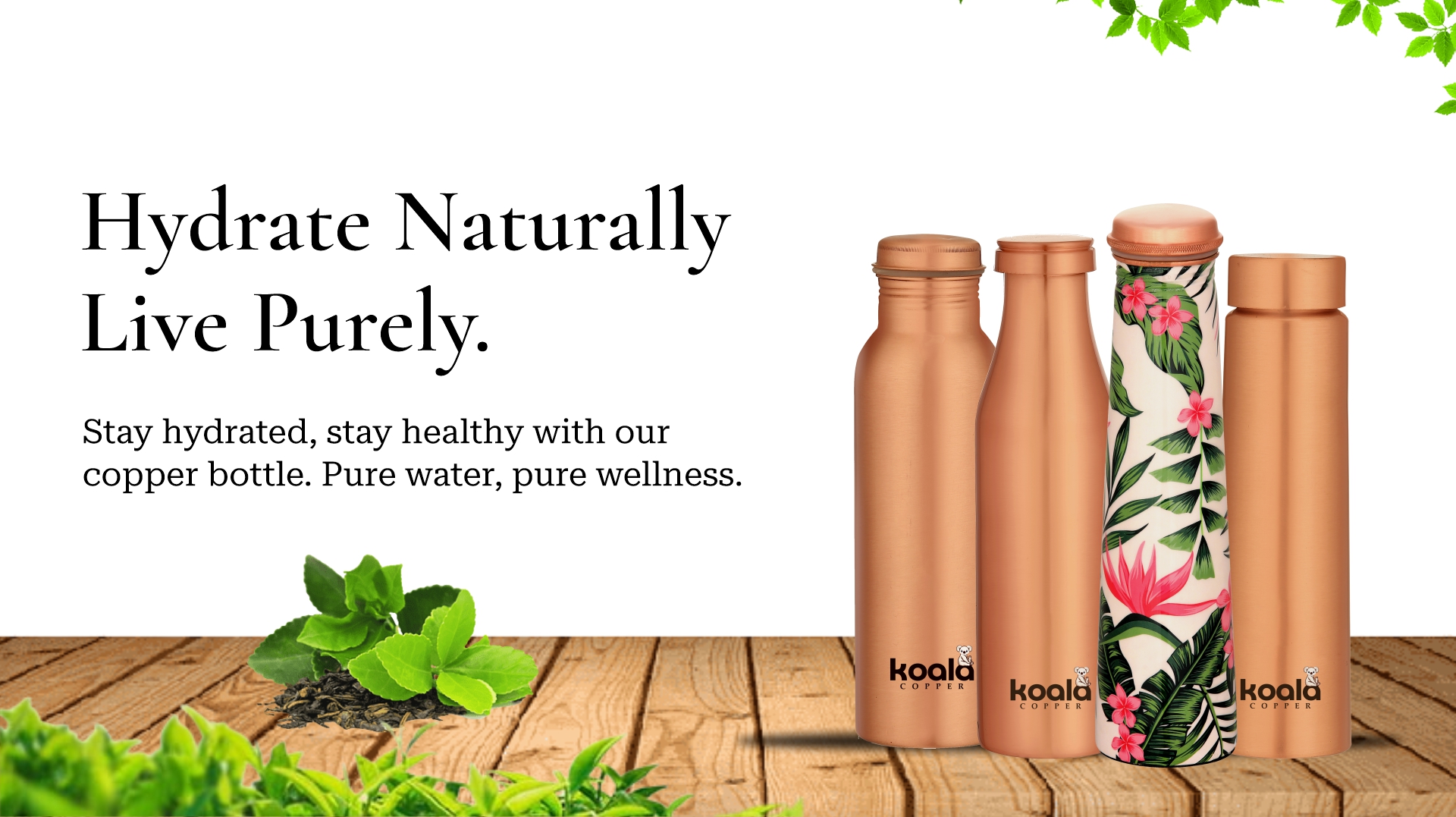 Pure Copper Water Bottles.